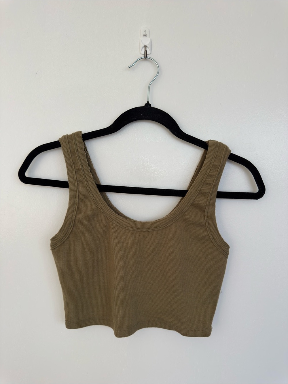 Olive Ribbed Cropped Tank